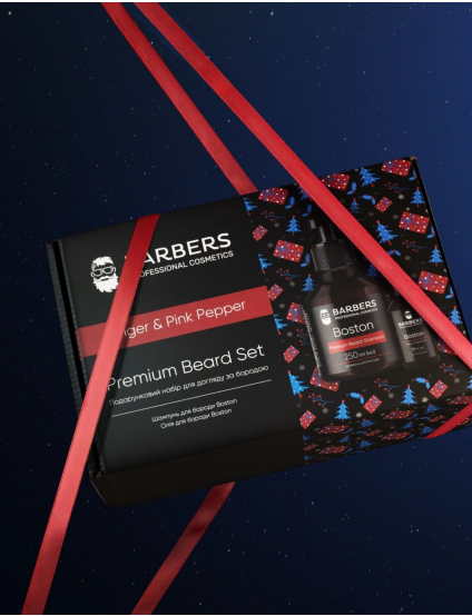 Картинка Подарунковий новорічний набір для догляду за бородою Ginger & Pink Pepper Barbers 